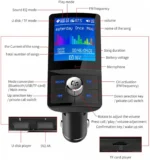 Bluetooth Fm Transmitter Αναμεταδοτής Κινητού στα Ηχεία Αυτοκινήτου & Φορτιστής με 2 USB Θύρες.
