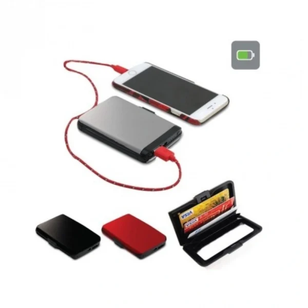 Πορτοφόλι Ασφαλείας Καρτών RFID & Powerbank USB 2 σε 1 - E-Charge Wallet