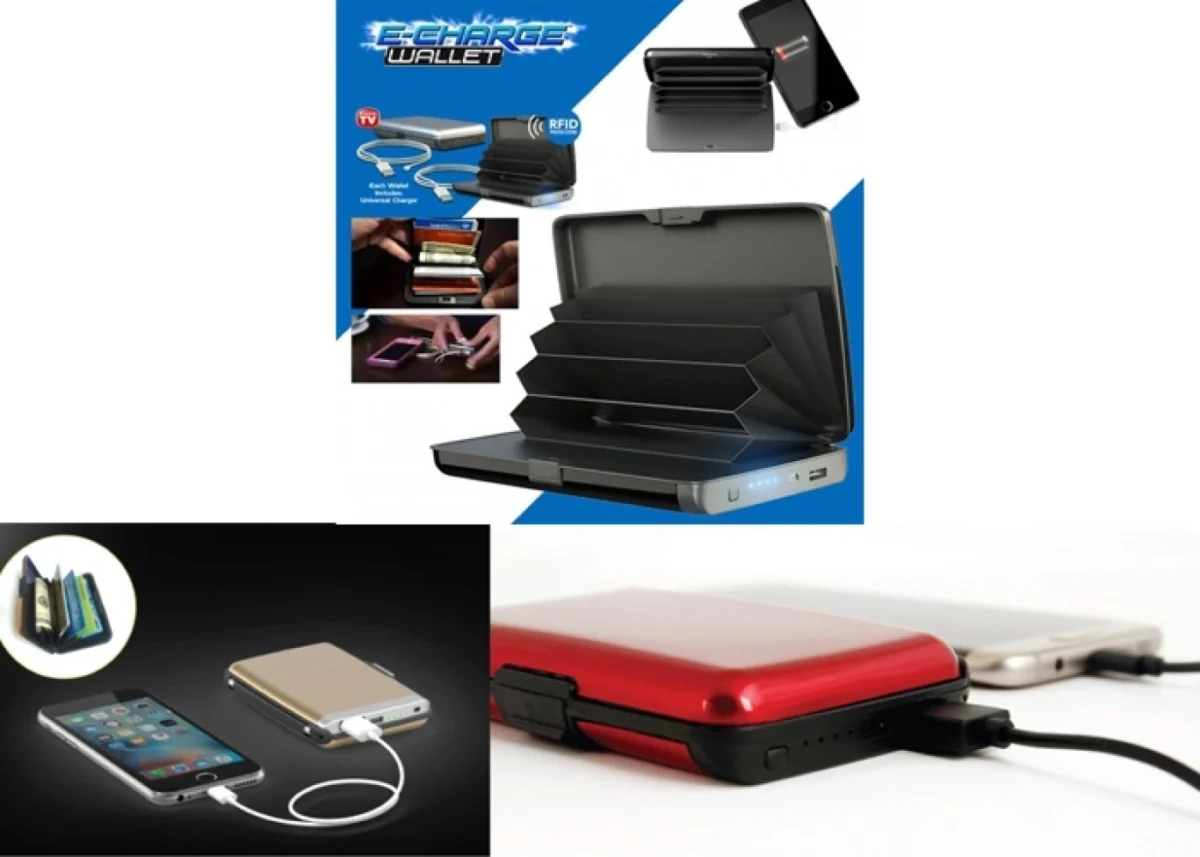 Πορτοφόλι Ασφαλείας Καρτών RFID & Powerbank USB 2 σε 1 - E-Charge Wallet
