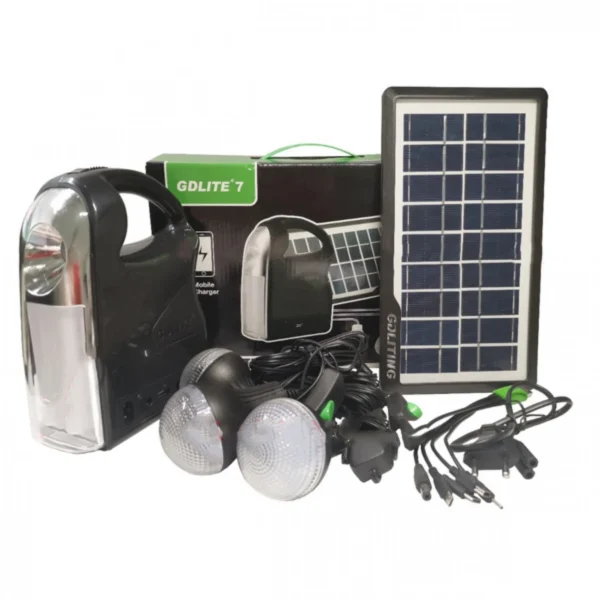 Ηλιακό Σύστημα Τριπλού Φωτισμού & Φόρτισης, Μπαταρία, Φακό & 3 Λάμπες GDLITE 7