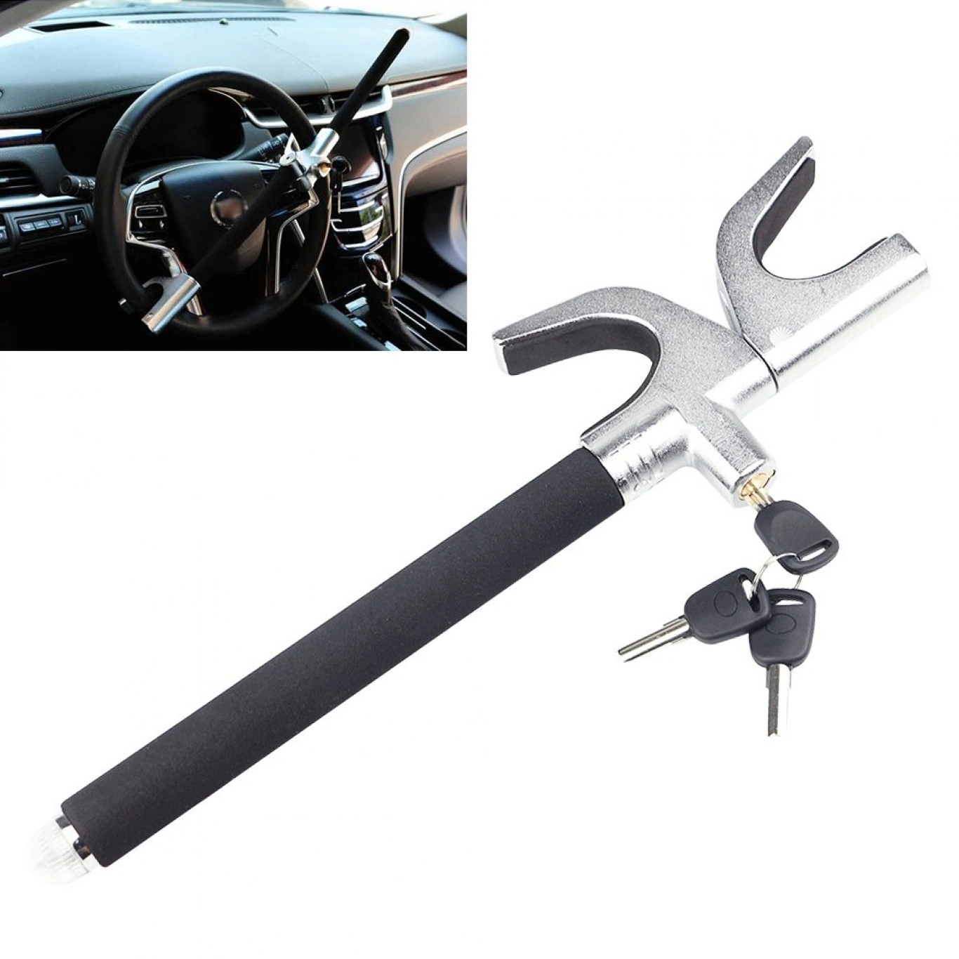 Extra Heavy Duty Κλειδαριά για το Τιμόνι Αυτοκινήτου - Αντικλεπτικό Μπαστούνι Ασφαλείας με Θραύστη Κρυστάλλων & Γκλόμπ Προστασίας Extra Heavy Duty Κλειδαριά για το Τιμόνι Αυτοκινήτου - Αντικλεπτικό Μπαστούνι Ασφαλείας με Θραύστη Κρυστάλλων & Γκλόμπ Προστασίας