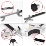 Extra Heavy Duty Κλειδαριά για το Τιμόνι Αυτοκινήτου - Αντικλεπτικό Μπαστούνι Ασφαλείας με Θραύστη Κρυστάλλων & Γκλόμπ Προστασίας
