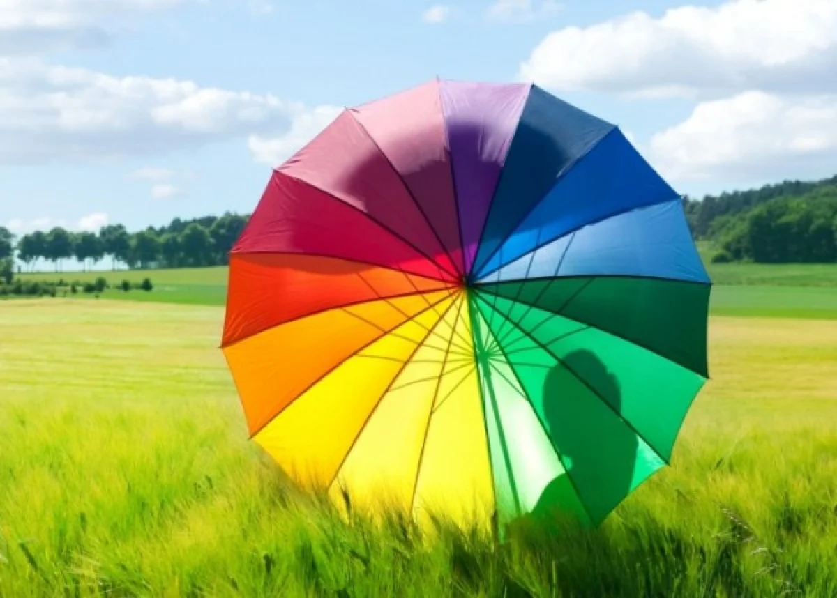 Μεγάλη Αυτόματη Ομπρέλα Βροχής 120cm Ουράνιο Τόξο 16 Ακτίνων