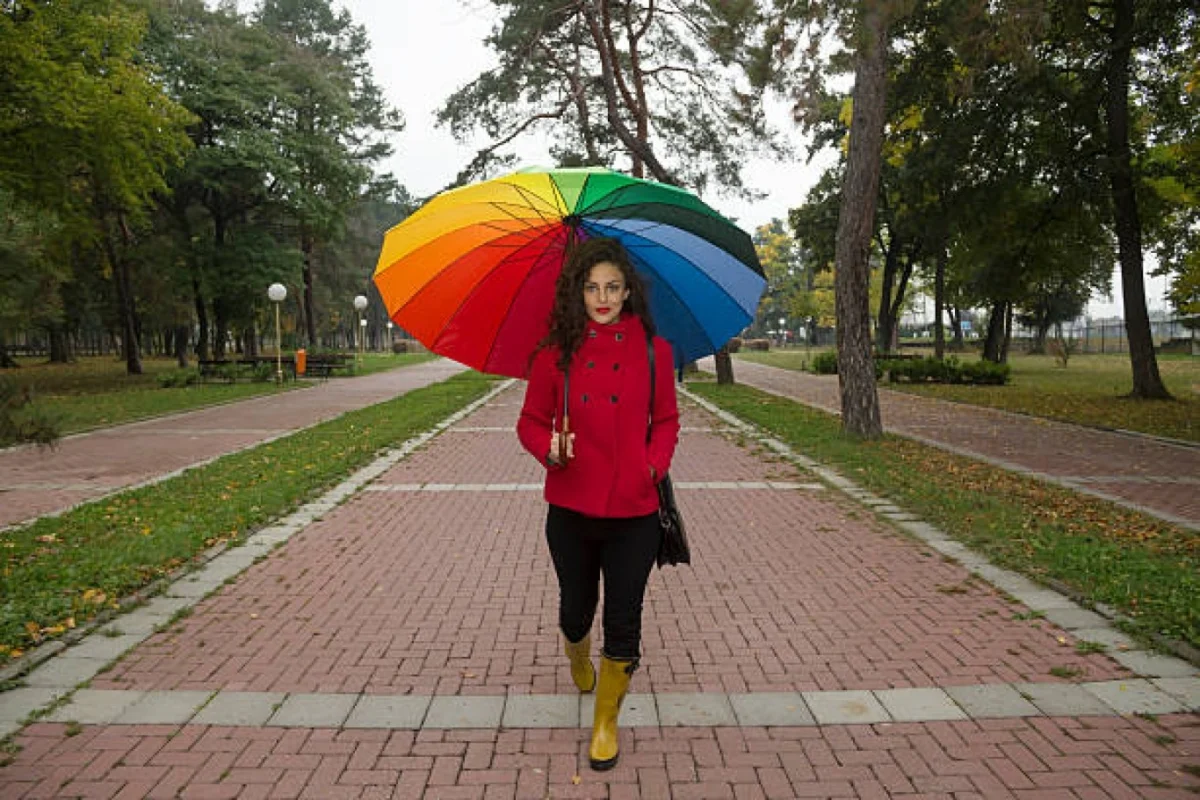 Μεγάλη Αυτόματη Ομπρέλα Βροχής 120cm Ουράνιο Τόξο 16 Ακτίνων