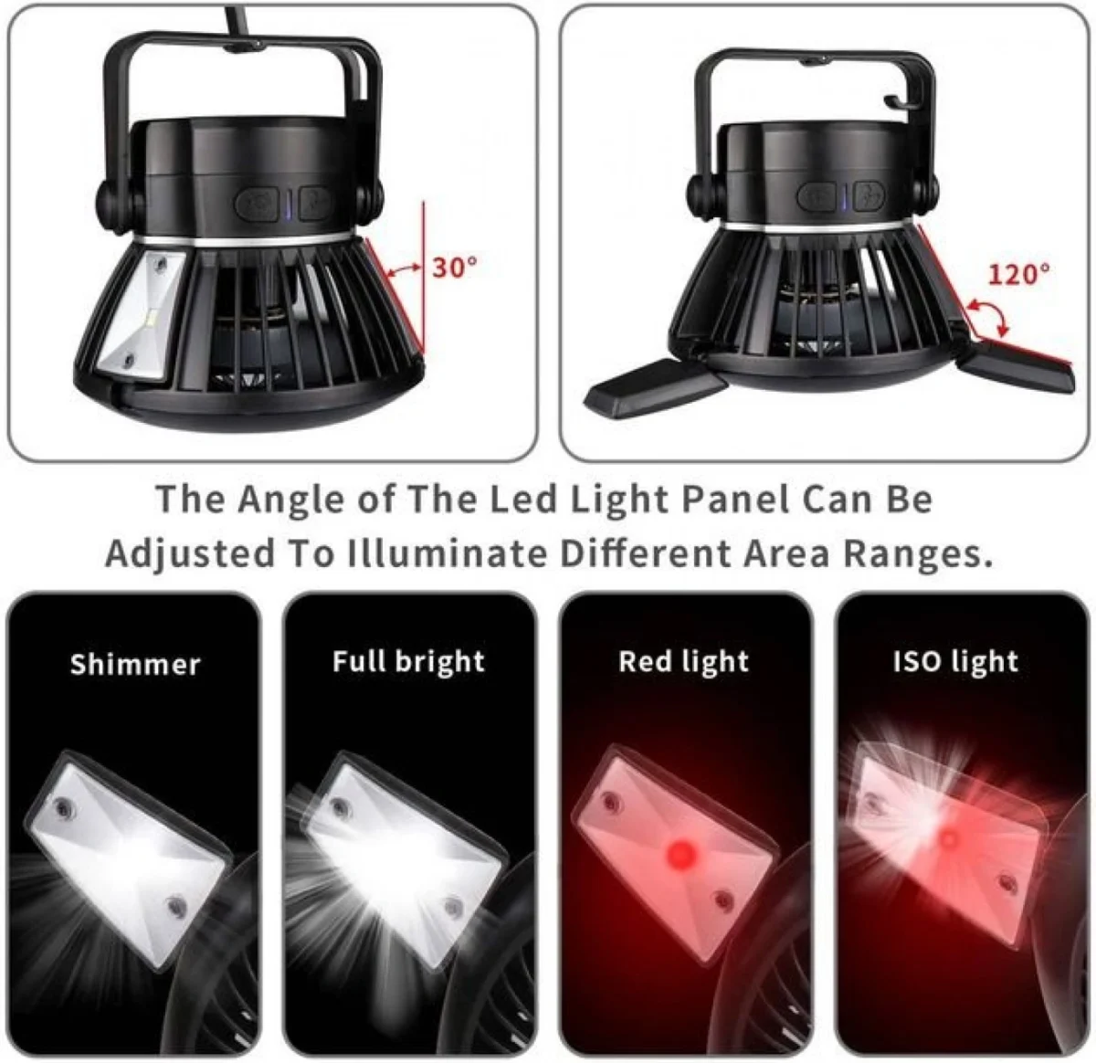 Ηλιακό Φορητό Φωτιστικό LED & Ανεμιστήρας με Λειτουργία Powerbank – Μαύρο