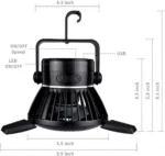 Ηλιακό Φορητό Φωτιστικό LED & Ανεμιστήρας με Λειτουργία Powerbank – Μαύρο