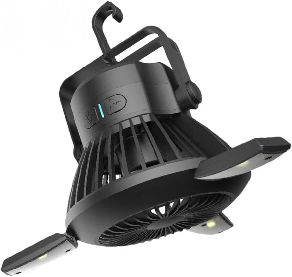 Ηλιακό Φορητό Φωτιστικό LED & Ανεμιστήρας με Λειτουργία Powerbank – Μαύρο