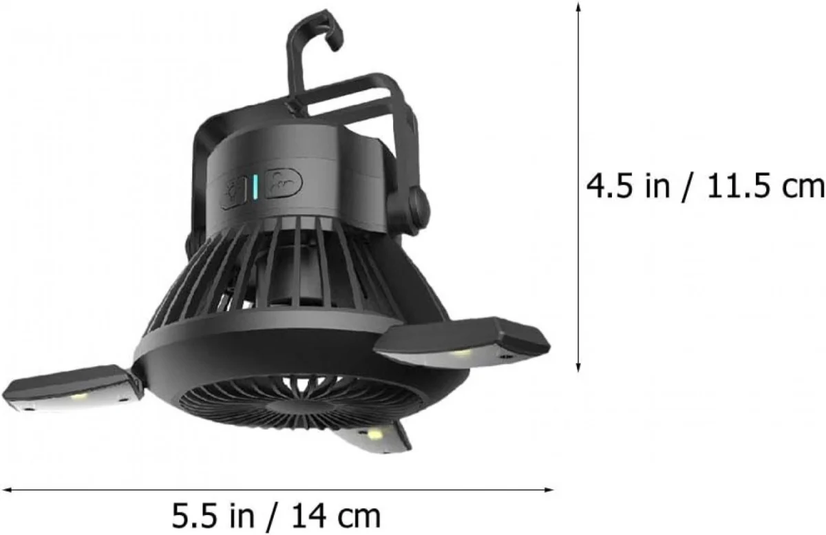Ηλιακό Φορητό Φωτιστικό LED & Ανεμιστήρας με Λειτουργία Powerbank – Μαύρο