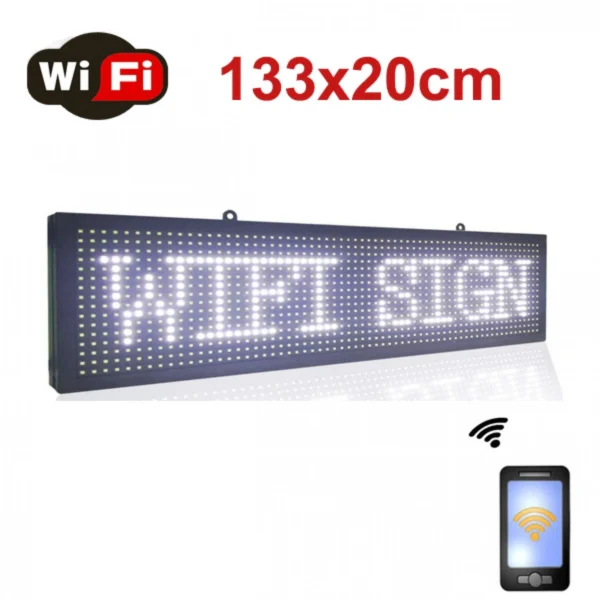 Κυλιόμενη Πινακίδα με Λευκά LED WiFi Μονής Όψης 133x20cm