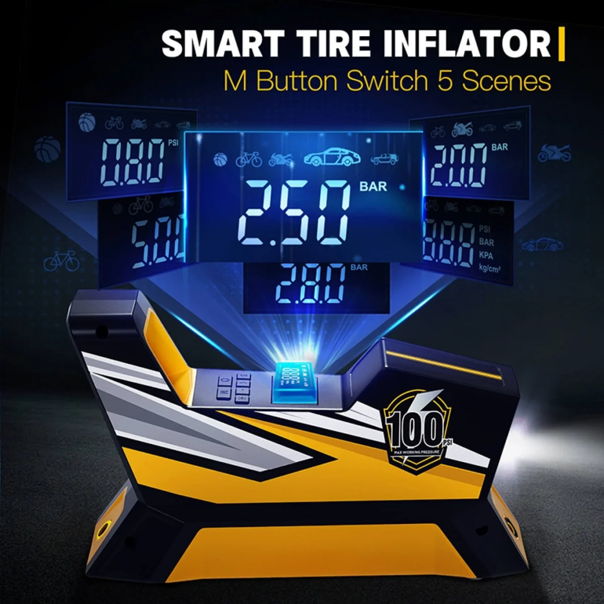 Carsun C1809 Φορητή Τρόμπα Αέρος 12V, 35 L/min 150PSI Με Ψηφιακό Μετρητή Πίεσης και LED Φακό