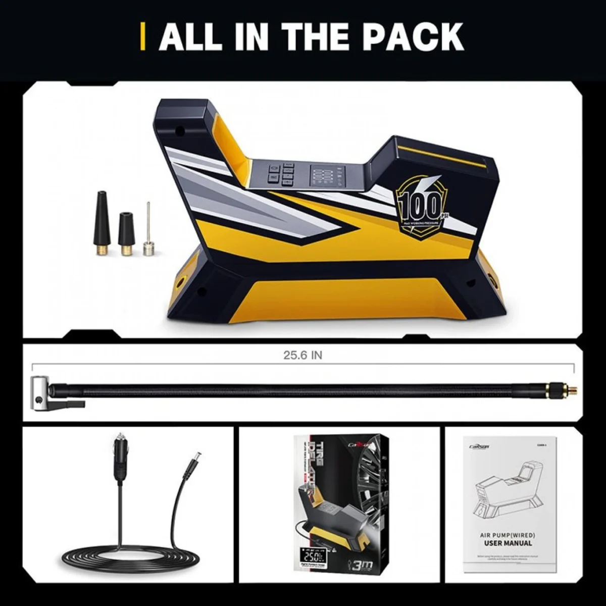 Carsun C1809 Φορητή Τρόμπα Αέρος 12V, 35 L/min 150PSI Με Ψηφιακό Μετρητή Πίεσης και LED Φακό