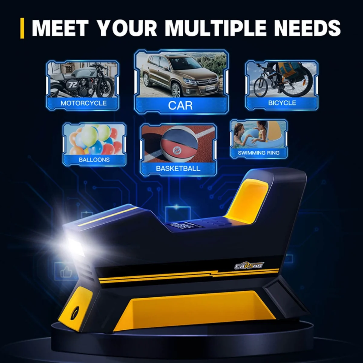 Carsun C1809 Φορητή Τρόμπα Αέρος 12V, 35 L/min 150PSI Με Ψηφιακό Μετρητή Πίεσης και LED Φακό