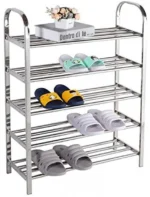 Μεταλλική Παπουτσοθήκη - Stand με 5 Ράφια 81x61.5x23cm για Αποθήκευση 15 Ζευγαριών Παπουτσιών