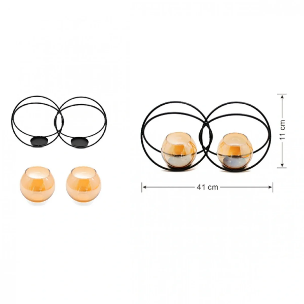 Διπλό Διακοσμητικό Κηροπήγιο 41x11εκ.