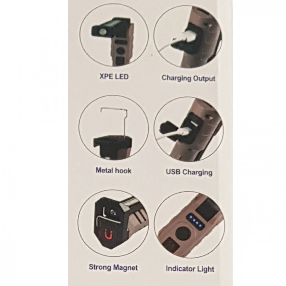 Αναδιπλούμενο Επαναφορτιζόμενο Φωτιστικό Εργασίας 500Lm 180ᵒ με Μαγνήτη & Γάντζο