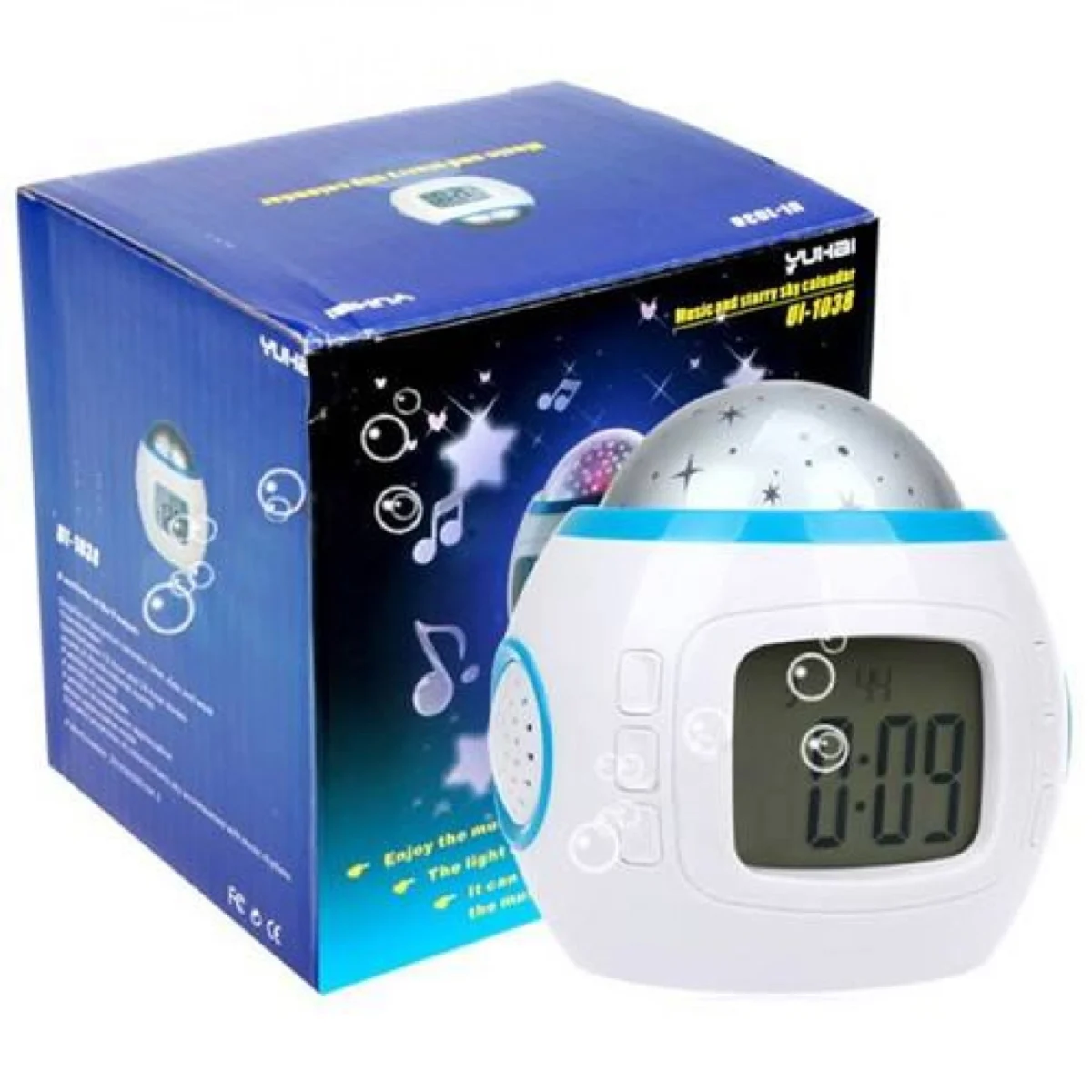 Μουσικό Ρολόι με Προτζέκτορα - Θερμόμετρο Χώρου και Ημερολόγιο UI-1038.