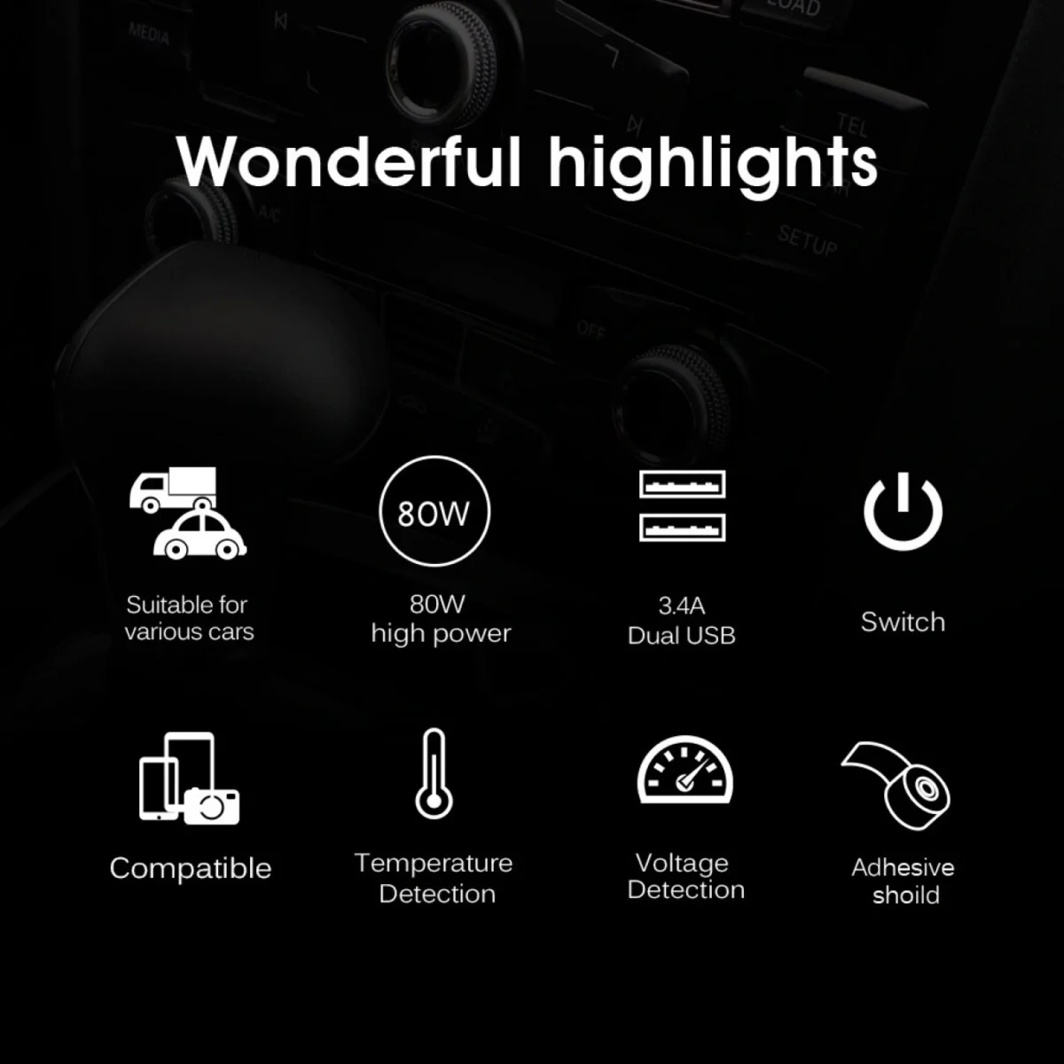 Splitter Αναπτήρα με Dual 2x Φορτιστή USB, Βολτόμετρο & Θερμόμετρο Αυτοκινήτου