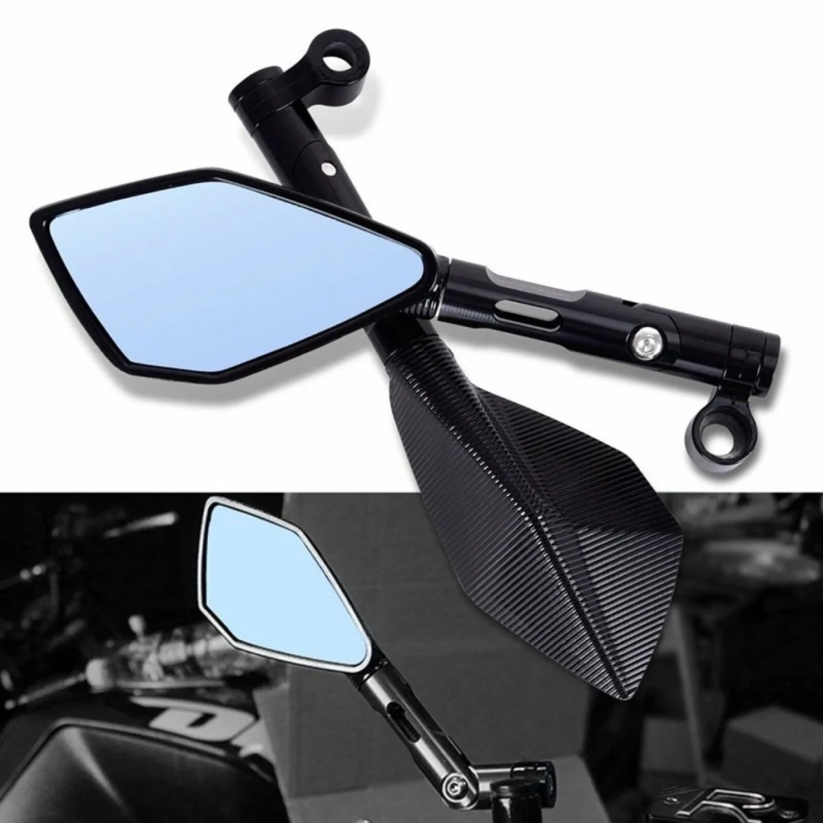 Καθρέπτες Μηχανής - Μοτοσυκλέτας Ζευγάρι Πολυγωνικοί - Σετ 2 τμχ