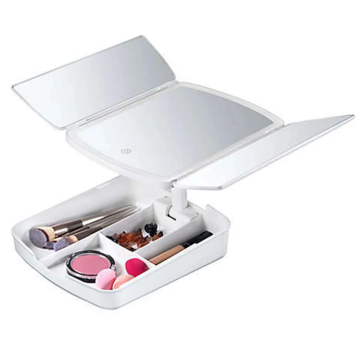 Τριπλός Καθρέφτης με Φωτισμό LED, Θήκη Μακιγιάζ & Έξτρα Μίνι Μεγεθυντικό Καθρεφτάκι - FoldAway Lighted Makeup Mirror