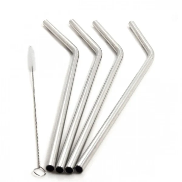 Μεταλλικά Καλαμάκια και Βουρτσάκι Καθαρισμου - Stainless Steel Drinking Straw Σετ 5 Τεμαχίων