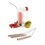 Μεταλλικά Καλαμάκια και Βουρτσάκι Καθαρισμου - Stainless Steel Drinking Straw Σετ 5 Τεμαχίων