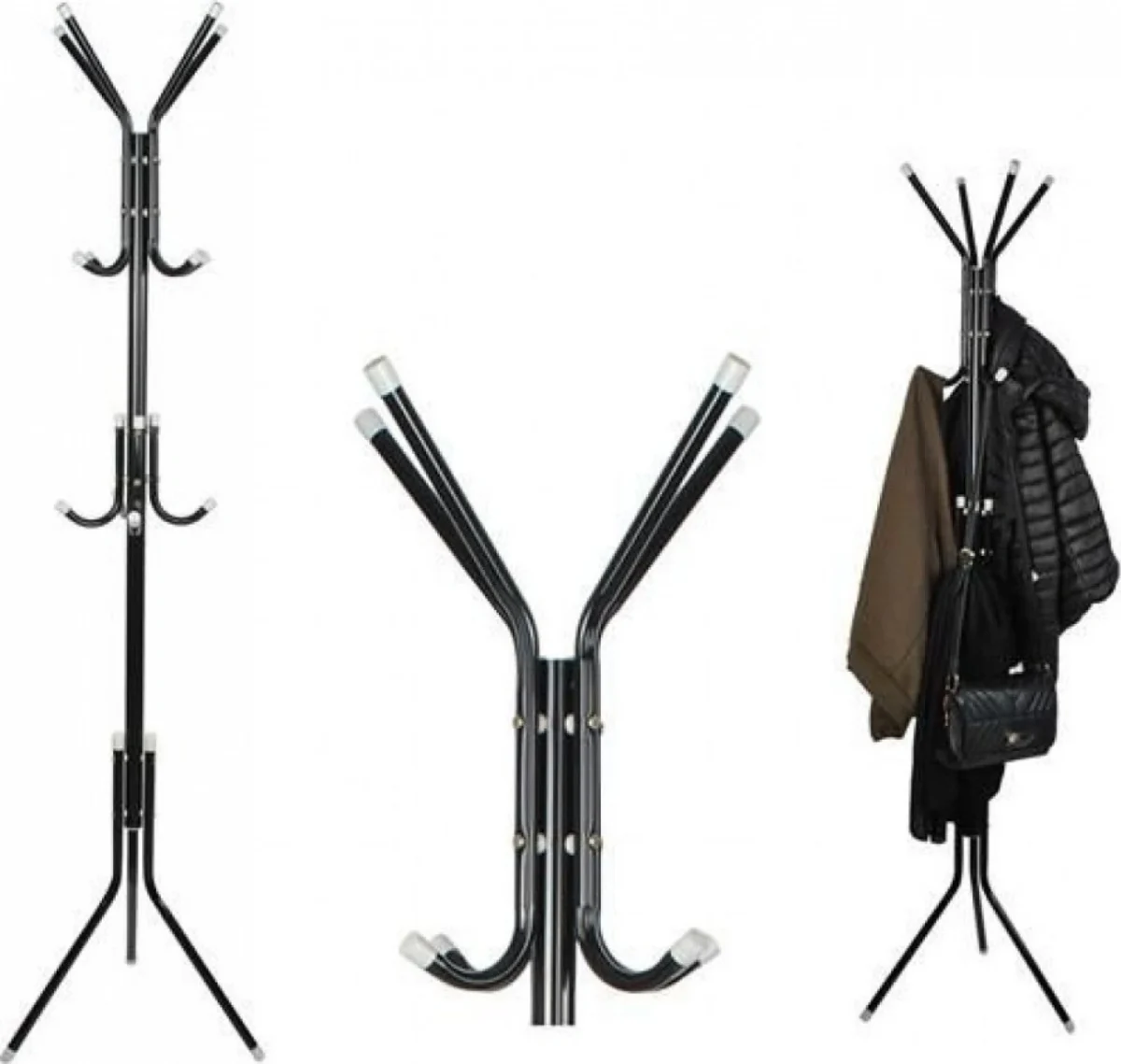 Μεταλλικός Καλόγερος με 12 Γάντζους και 3 Πόδια 170cm Μαύρο