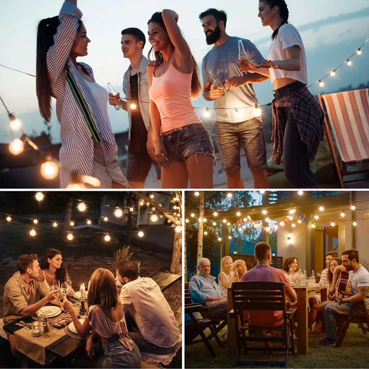 Αδιάβροχη Γιρλάντα με 30 Διακοσμητικές Λάμπες LED G40 15μ Ιδανικές για Χριστουγεννιάτικα Φωτάκια - Led Garland 30x Bulbs Outdoor Christmas Lights