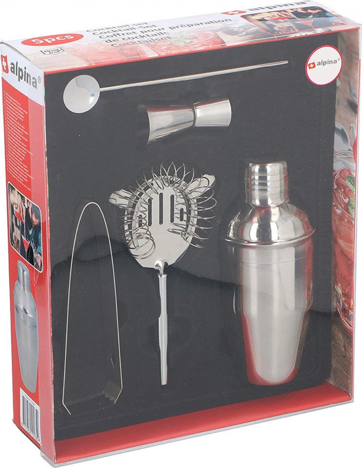 Σετ Κοκτέιλ Alpina , 5 τεμαχίων, από Ανοξείδωτο Χάλυβα, Ανθεκτικό στις Σκουριές-Coctail Shaker