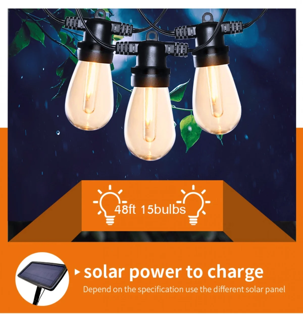 Αδιάβροχη Γιρλάντα με 15 Διακοσμητικές Λάμπες LED 15μ Ιδανικές για Χριστουγεννιάτικα Φωτάκια - Led Garland 15x Bulbs Outdoor Christmas Lights