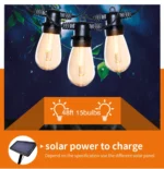 Αδιάβροχη Γιρλάντα με 15 Διακοσμητικές Λάμπες LED 15μ Ιδανικές για Χριστουγεννιάτικα Φωτάκια - Led Garland 15x Bulbs Outdoor Christmas Lights