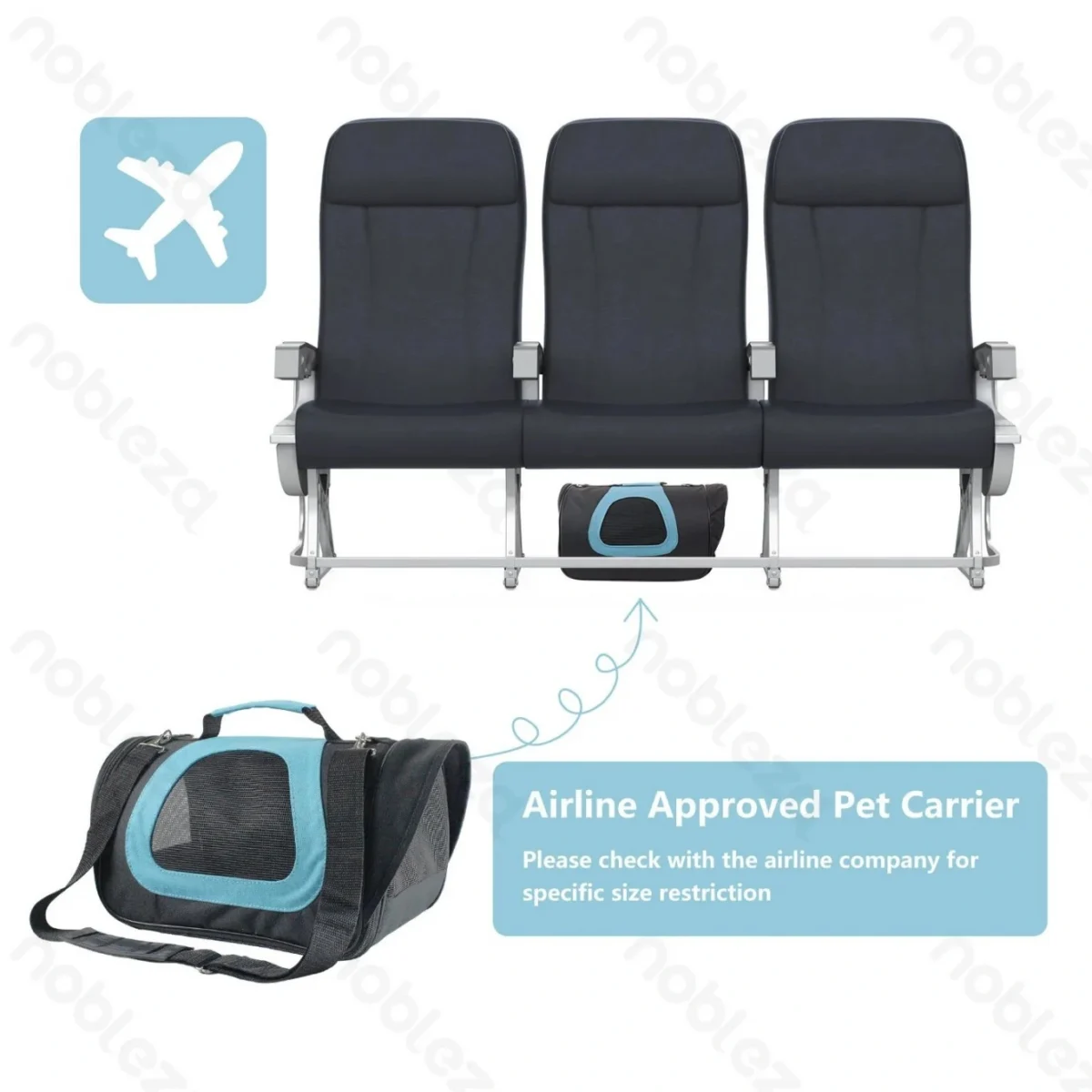 Τσάντα Μεταφοράς Κατοικιδίων Σκύλου - Γάτας Nobleza Γαλάζιο 40x23x24cm Γαλάζιο