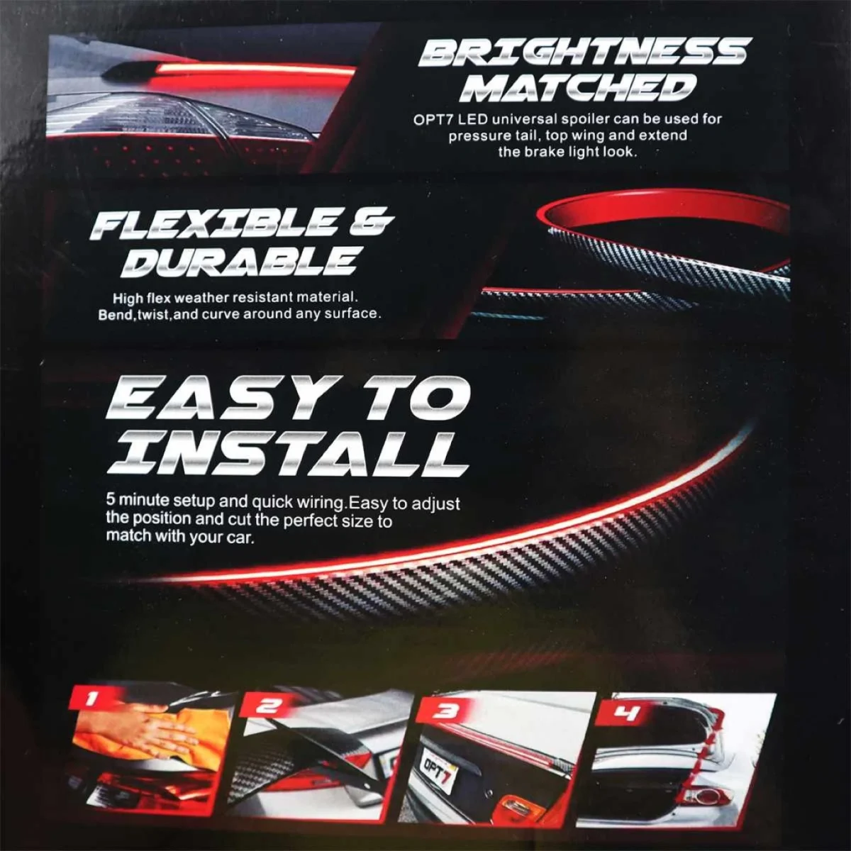 Αεροτομή Spoiler Carbon με φωτισμό Led 1.2m