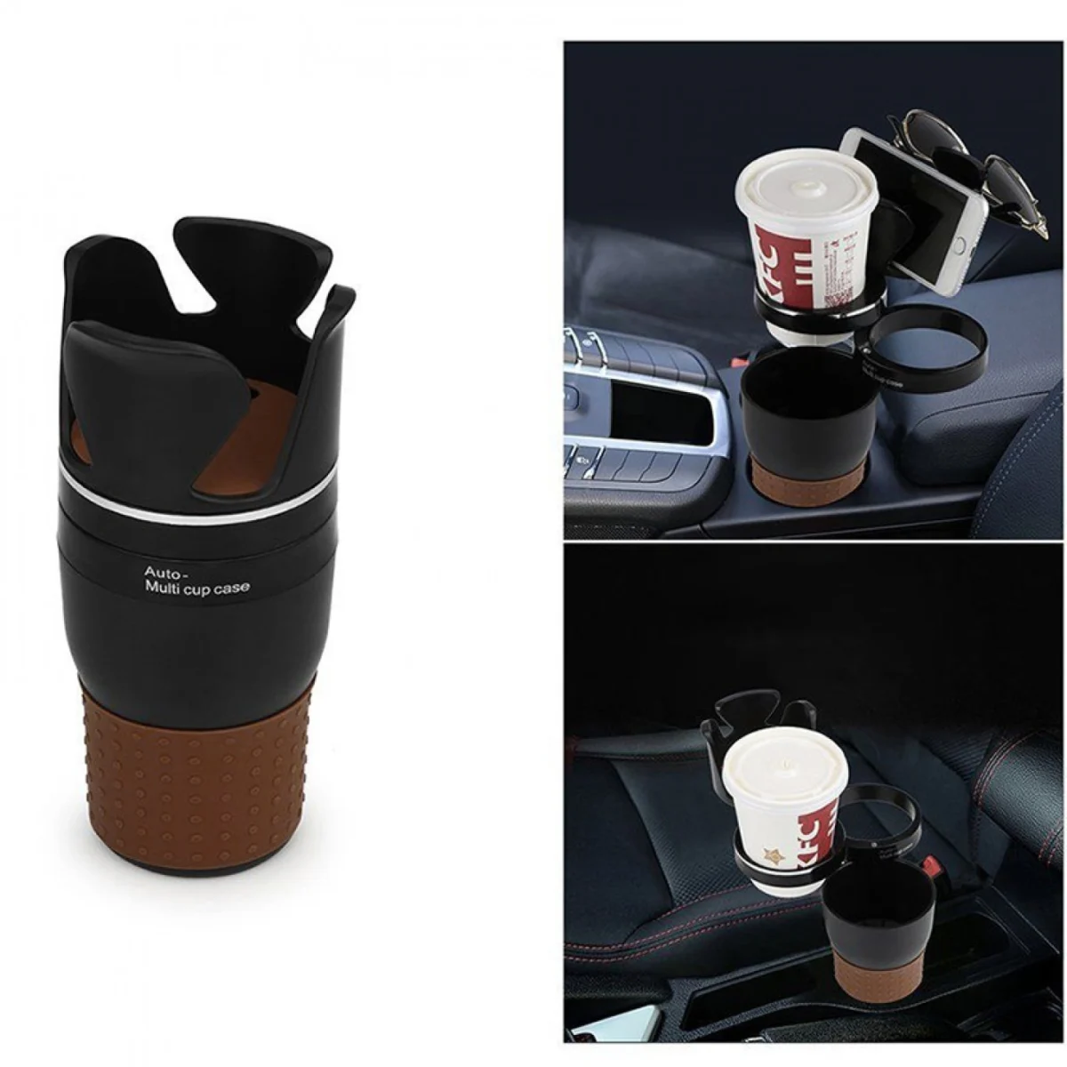 Ρυθμιζόμενη Αναδιπλούμενη Ποτηροθήκη Αυτοκινήτου 5 σε 1 Πολλαπλών Χρήσεων 3 Θέσεων Με Βάση Κινητού & Θέση Για Γυαλιά OEM