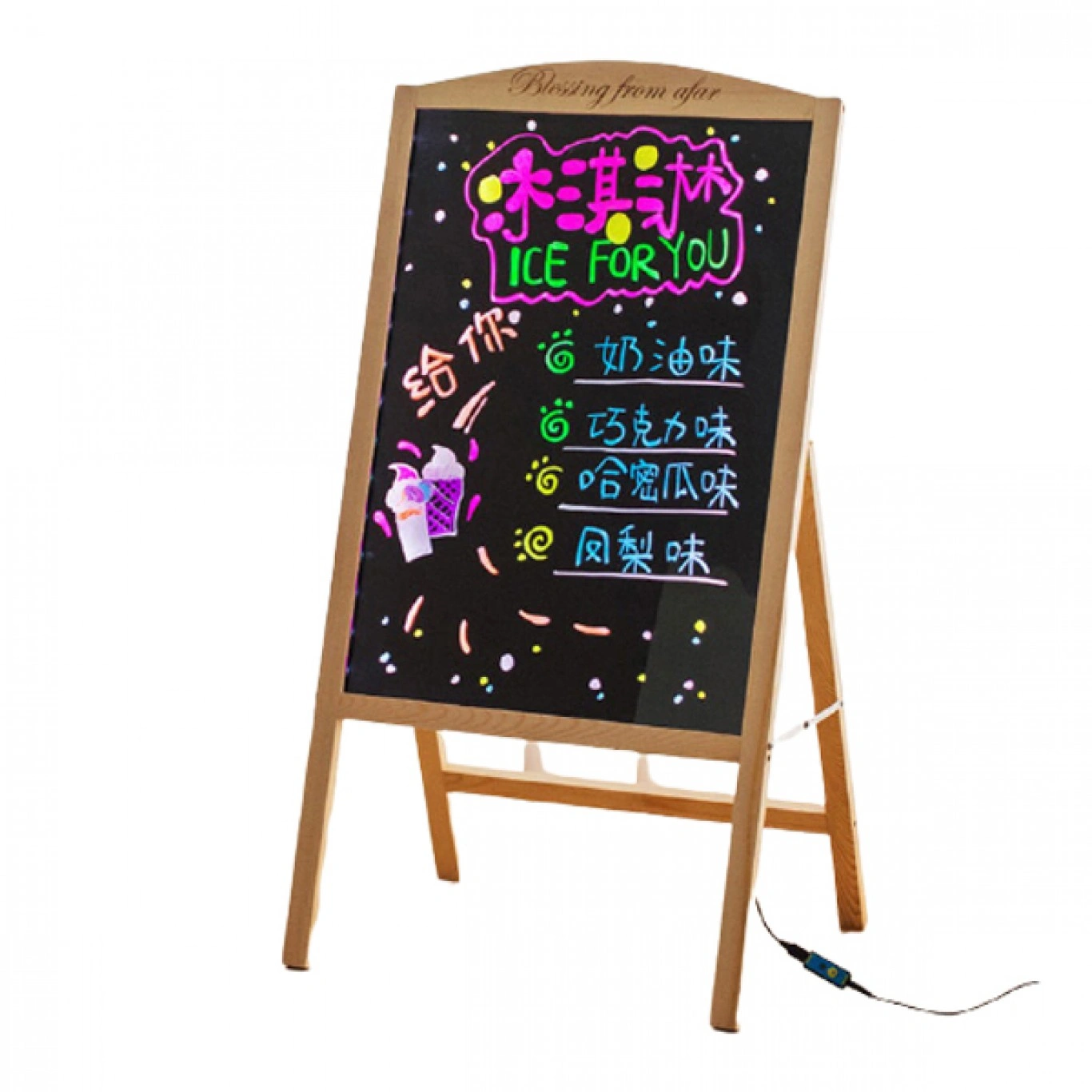 Διαφημιστικός Ξύλινος Φωτιζόμενος Πίνακας LED με Εναλλασσόμενα Χρώματα 110x53εκ Διαφημιστικός Ξύλινος Φωτιζόμενος Πίνακας LED με Εναλλασσόμενα Χρώματα 110x53εκ