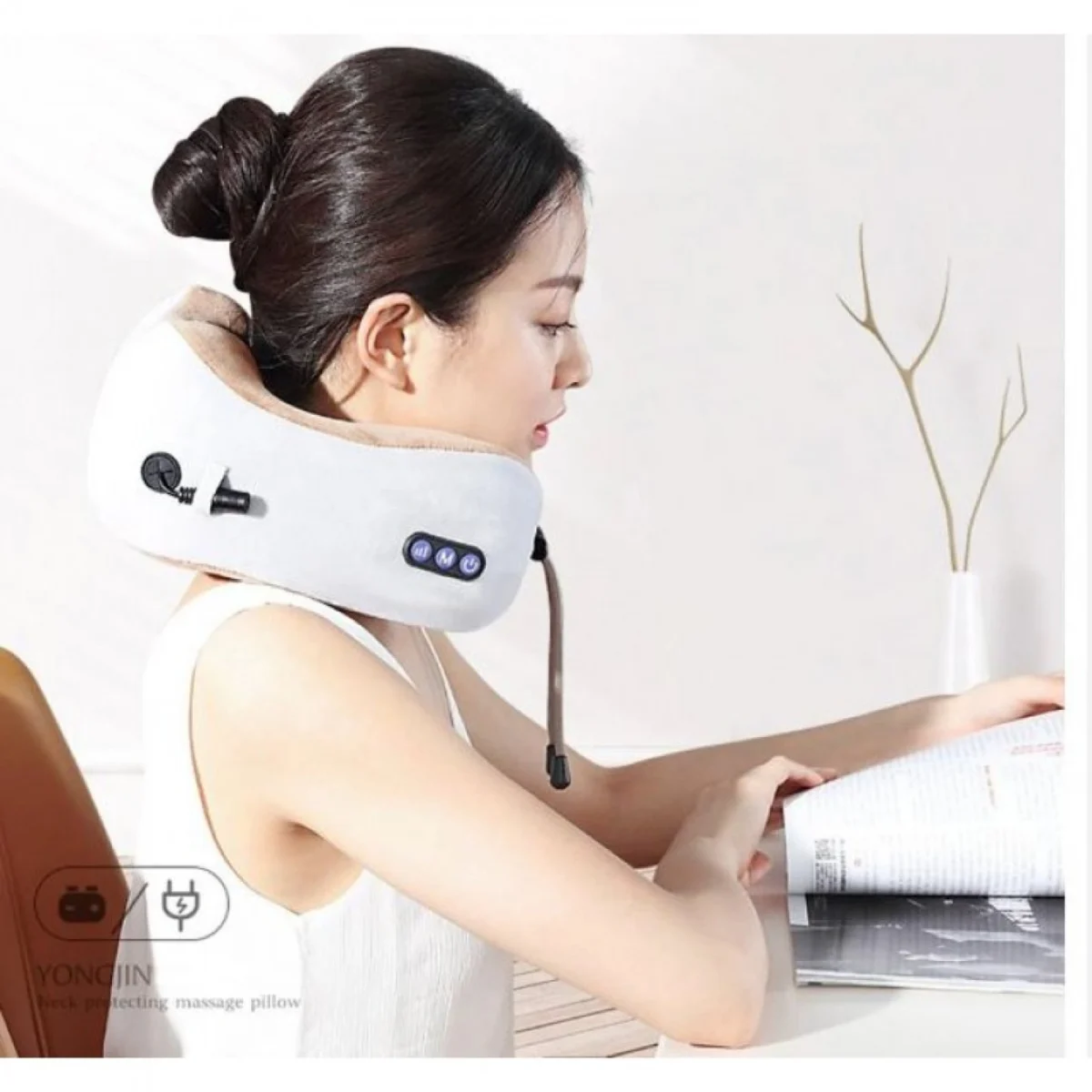 Μασάζ Επαναφορτιζόμενο Ανατομικό Ηλεκτρικό Μαξιλάρι Αυχένα Shiatsu Ταξιδιού USB σε σχήμα U με Θέρμανση & 3 Ταχύτητες