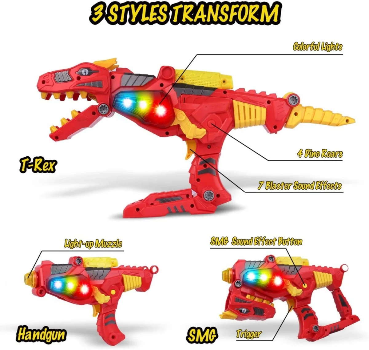 Robot dino 3in1 Όπλο με Φωτισμό και Ήχους που Μετατρέπεται σε Δεινόσαυρο N0.661-198