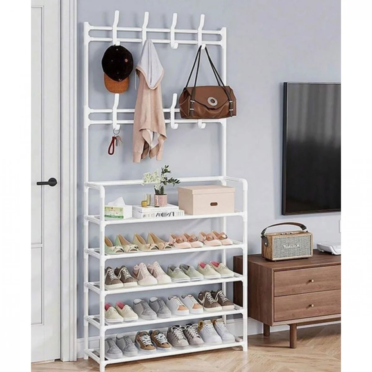 Μεταλλική Ραφιέρα Παπουτσοθήκη & Κρεμάστρα Εισόδου, Τουαλέτας Μπάνιου 168x80x26εκ