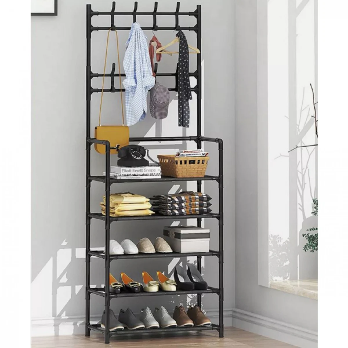 Μεταλλική Ραφιέρα Παπουτσοθήκη & Κρεμάστρα Εισόδου, Τουαλέτας Μπάνιου 168x80x26εκ