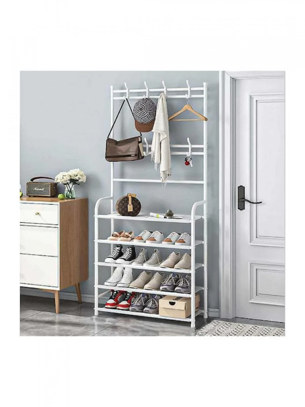 Μεταλλική Ραφιέρα Παπουτσοθήκη & Κρεμάστρα Εισόδου, Τουαλέτας Μπάνιου 168x80x26εκ