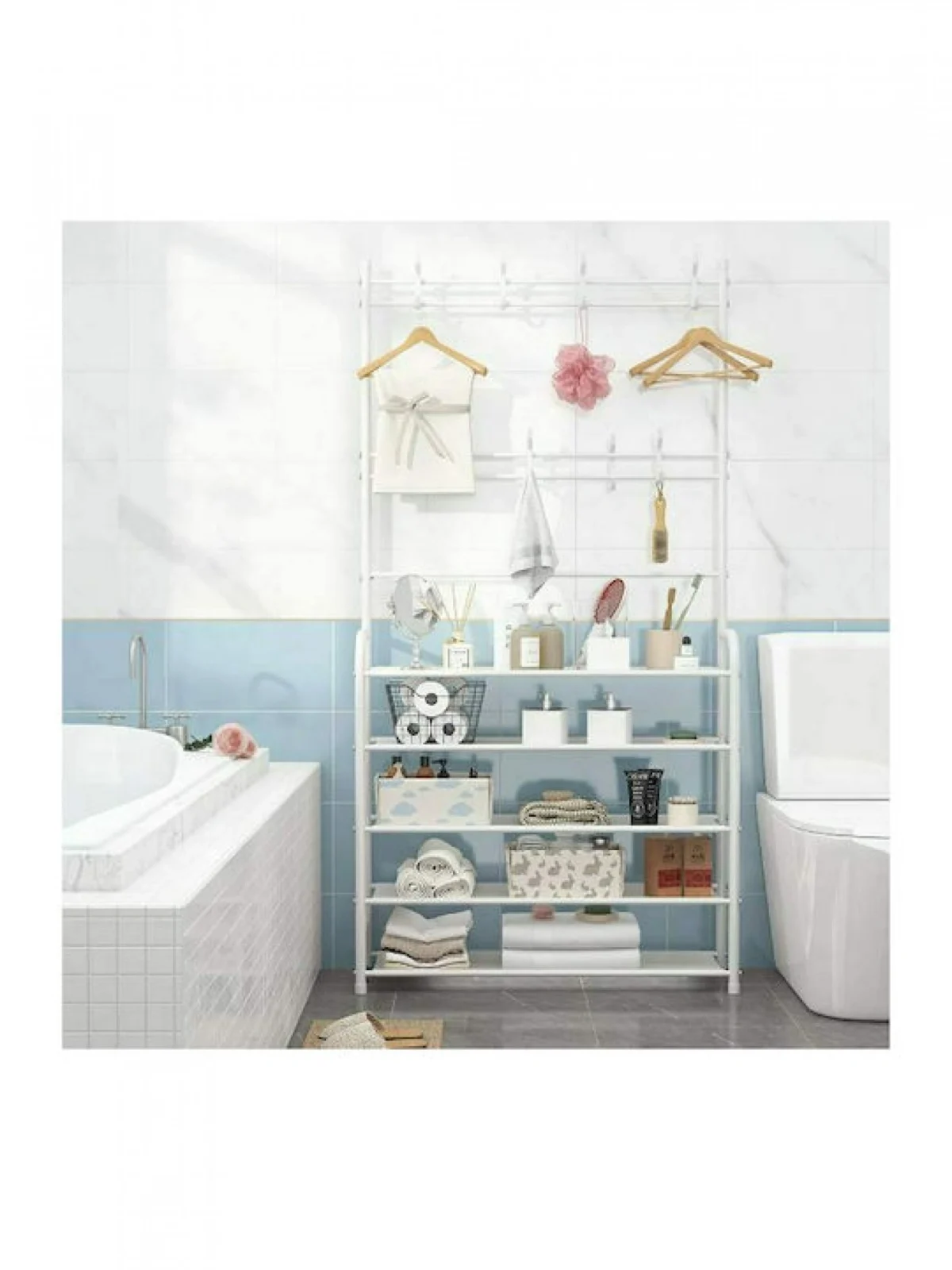 Μεταλλική Ραφιέρα Παπουτσοθήκη & Κρεμάστρα Εισόδου, Τουαλέτας Μπάνιου 168x80x26εκ