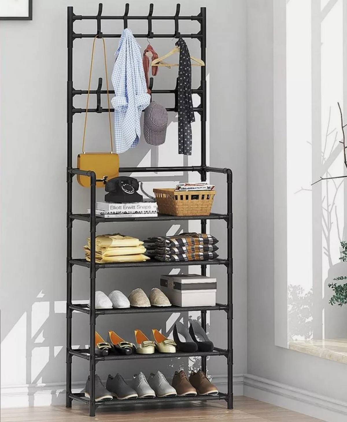 Μεταλλική Ραφιέρα Παπουτσοθήκη & Κρεμάστρα Εισόδου, Τουαλέτας Μπάνιου 168x80x26εκ