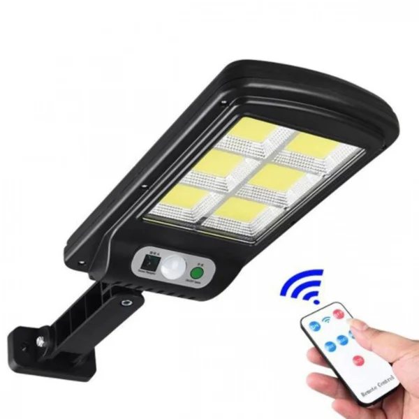 Αδιάβροχος Ηλιακός Προβολέας 6 COB LED 450W - Φωτιστικό Δρόμου με Τηλεχειριστήριο, Ανιχνευτή Κίνησης, Φωτοκύτταρο & Φωτοβολταϊκό Πάνελ W-756-6