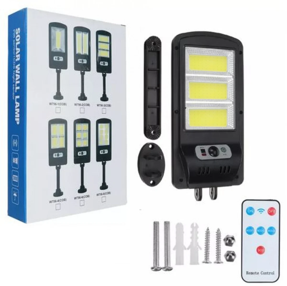 Αδιάβροχος Ηλιακός Προβολέας 6 COB LED 450W - Φωτιστικό Δρόμου με Τηλεχειριστήριο, Ανιχνευτή Κίνησης, Φωτοκύτταρο & Φωτοβολταϊκό Πάνελ W-756-3