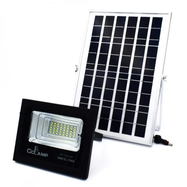 Αδιάβροχος Ηλιακός Προβολέας 100W με Φωτοβολταϊκό Πάνελ, Τηλεκοντρόλ και Χρονοδιακόπτη