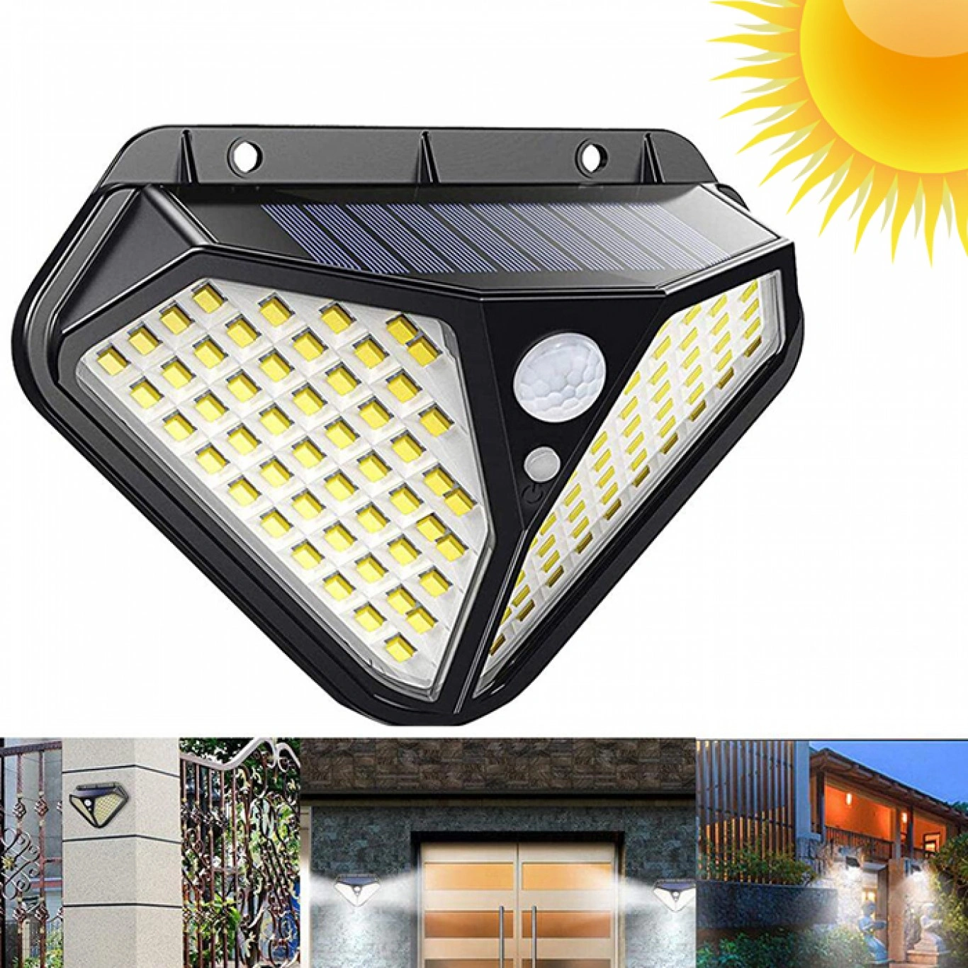 Ηλιακό Φωτιστικό Τοίχου με Αισθητήρα Κίνησης & Φωτοκύτταρο 1W 102 LED LF-1728A Ηλιακό Φωτιστικό Τοίχου με Αισθητήρα Κίνησης & Φωτοκύτταρο 1W 102 LED LF-1728A