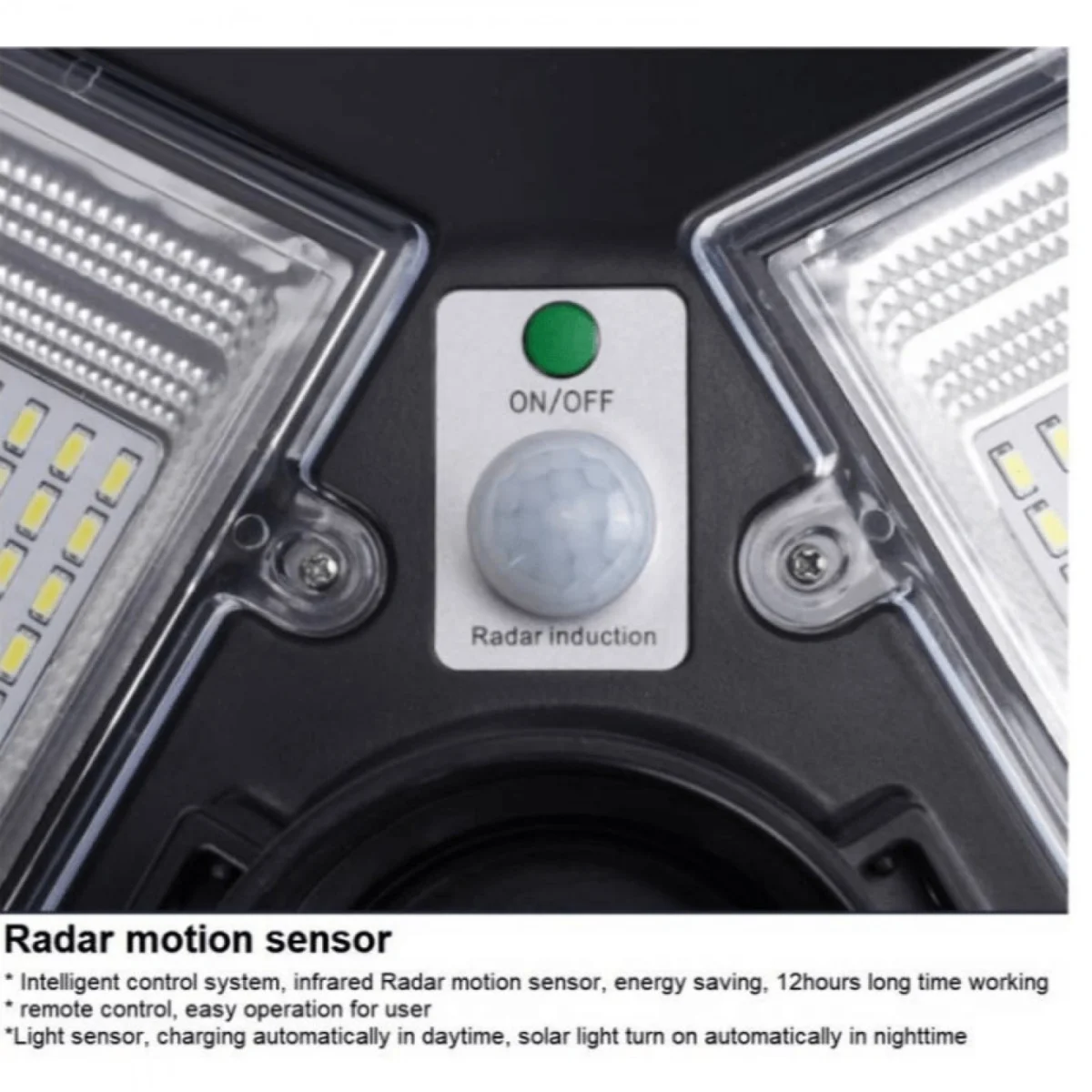 Επαναφορτιζόμενη Ηλιακή Λάμπα Δρόμου με Φωτοκύτταρο και Αισθητήρα Κίνησης UFO