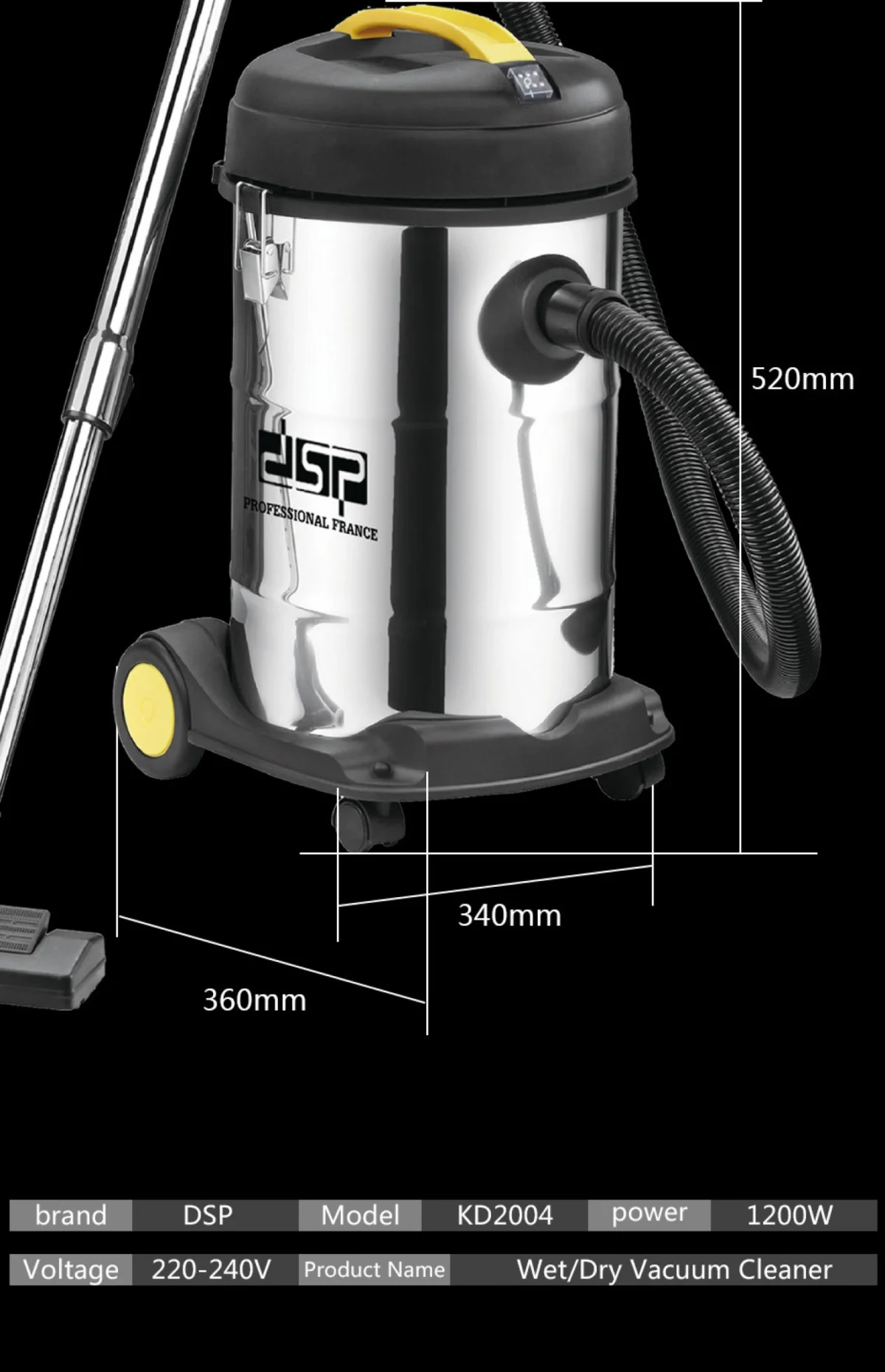 Ηλεκτρική Σκούπα Αναρρόφησης Υγρών - Στερεών 25L - 1200W KD2004 - DSP®