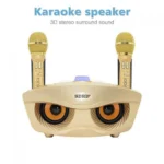 Φορητό Ηχοσύστημα Bluetooth USB/SD Karaoke Με 2 Μικρόφωνα Mp3 Player - Multimedia Speaker Μαύρο SD-306 Χρυσό