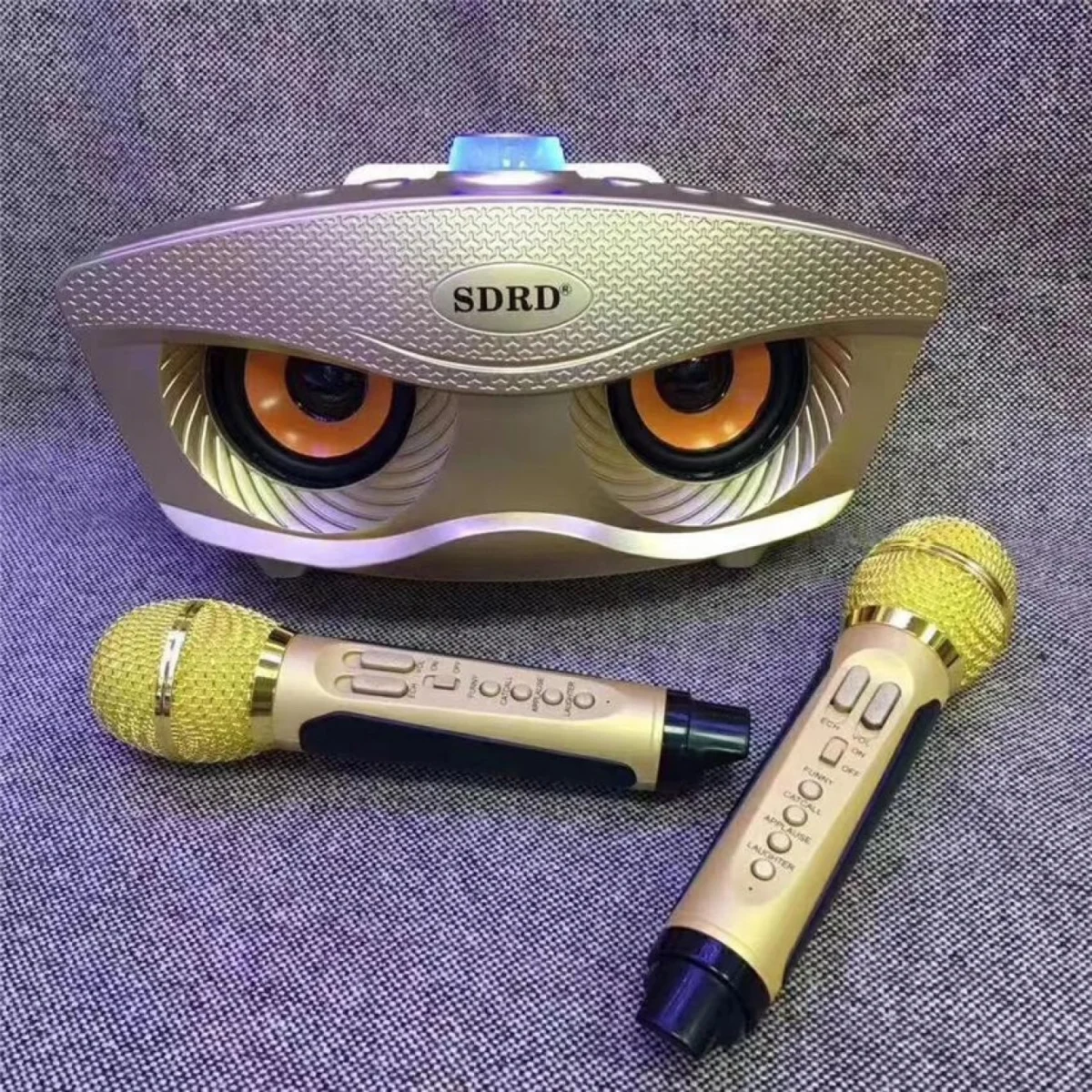 Φορητό Ηχοσύστημα Bluetooth USB/SD Karaoke Με 2 Μικρόφωνα Mp3 Player - Multimedia Speaker Μαύρο SD-306 Χρυσό