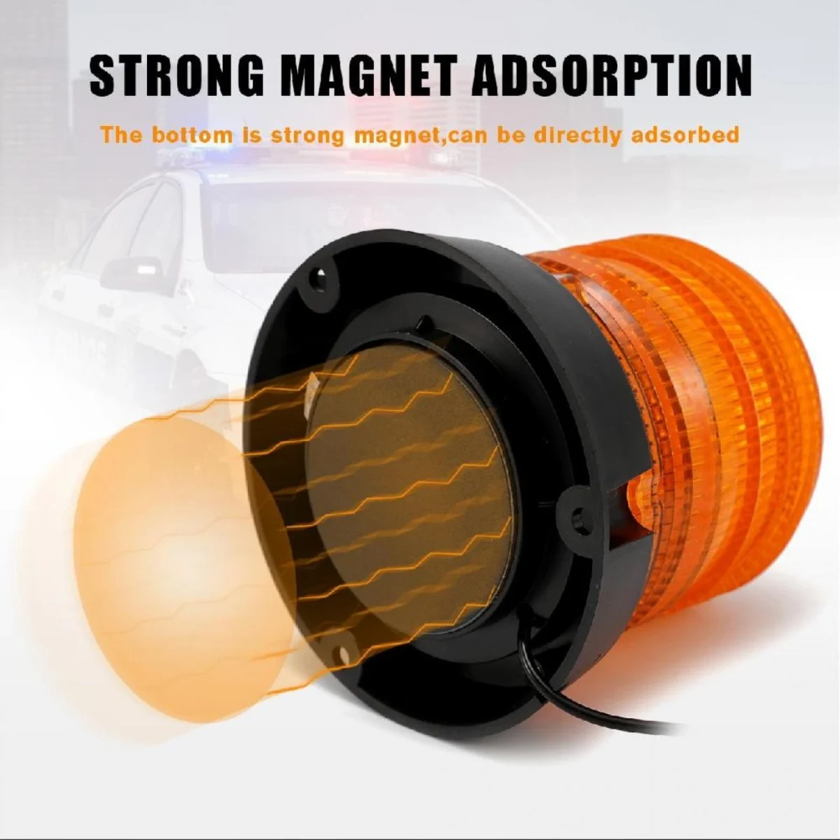 Αδιάβροχος 12V - 24V Μαγνητικός Φάρος Αυτοκινήτου με Μαγνητική Βάση & Στροβοσκοπικό Φώς Led για ΙΧ, Φορτηγό, Ρυμουλκό Σκάφους - Warning Beacon Light